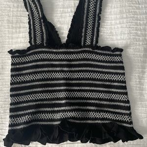 LA hearts black and white knit crop top